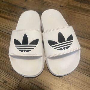 Adidas White and Gray slide size 5 Footwear
